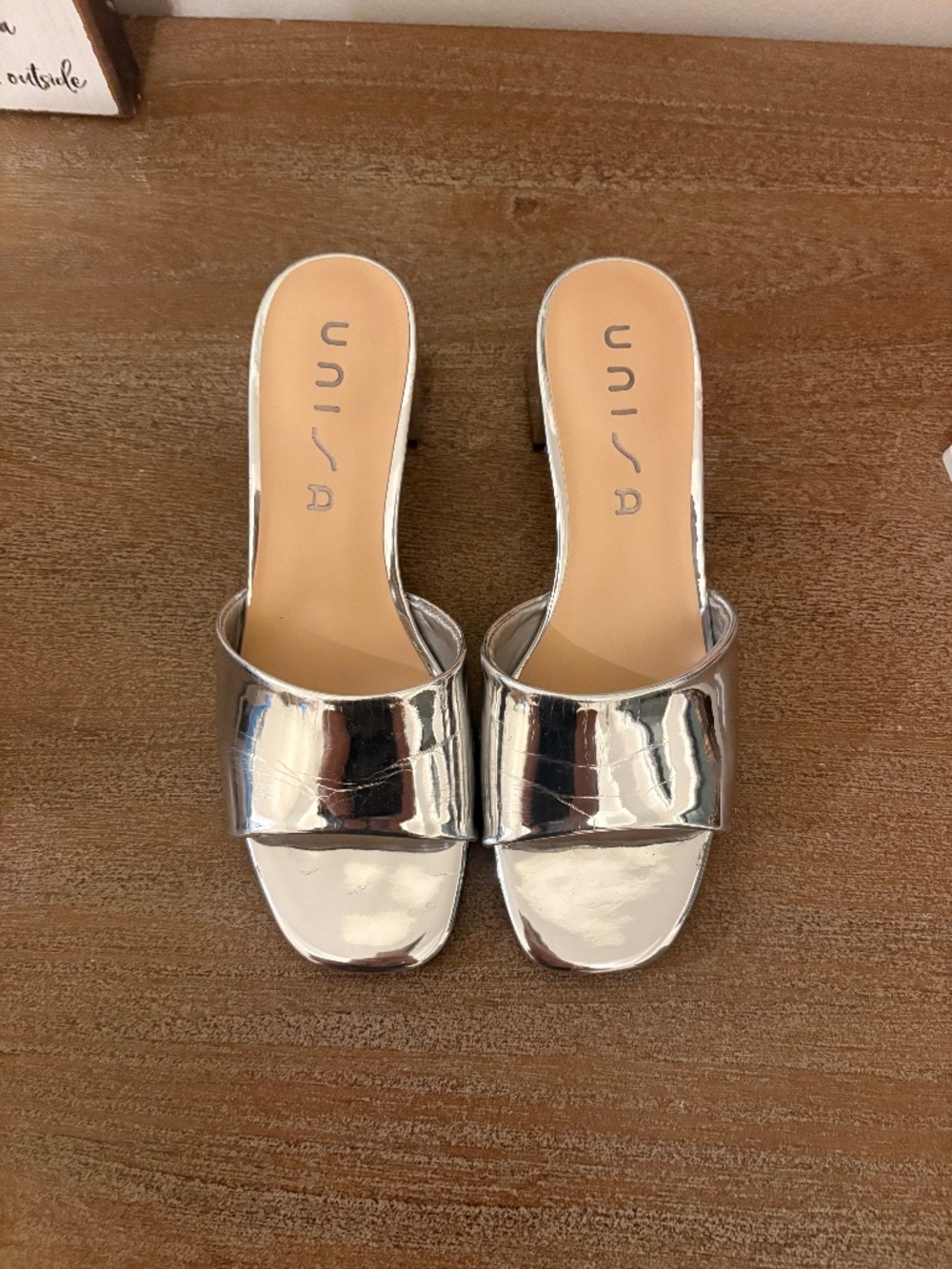 Unisa Metallic Silver Slide Wedges